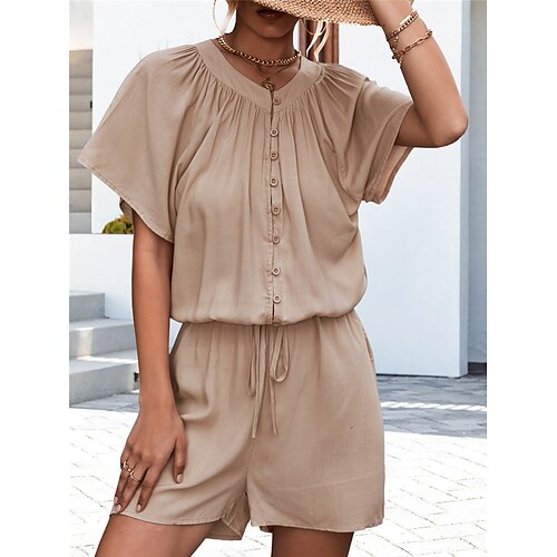 Mujer Mono Botón Color sólido Cuello Barco Básico Diario Noche Ajuste regular Manga Corta Negro Verde Ejército Albaricoque S M L Verano
Mujer Mono Botón Color sólido Cuello Barco Básico Diario Noche Ajuste regular Manga Corta Negro Verde Ejército Albaricoque S M L Verano