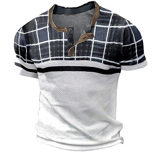 Herre Vaffel Henley-skjorte T-skjorter Grafisk Pledd / Tern Henley Klær 3D-utskrift utendørs Avslappet Kortermet Knapp Grunnleggende Mote Designer
Herre Vaffel Henley-skjorte T-skjorter Grafisk Pledd / Tern Henley Klær 3D-utskrift utendørs Avslappet Kortermet Knapp Grunnleggende Mote Designer