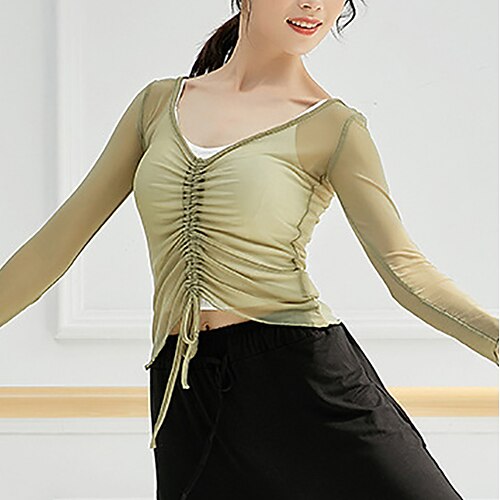 Abbigliamento sportivo Superiore Con ruche A fasce Tinta unita Per donna Addestramento Prestazioni Manica lunga Alto Tulle
Abbigliamento sportivo Superiore Con ruche A fasce Tinta unita Per donna Addestramento Prestazioni Manica lunga Alto Tulle