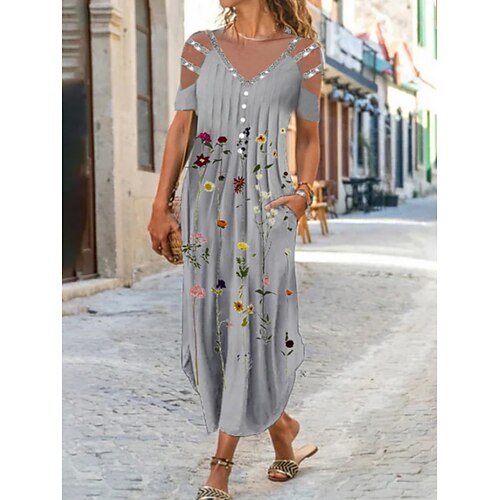 Dame Lang kjole Maxikjole Uformell kjole Print kjole Blomstret Gatemote Fritid utendørs Daglig Ferie Rynket Lomme Kortermet V-hals Kjole Løstsittende Grå Sommer Vår S M L XL XXL
Dame Lang kjole Maxikjole Uformell kjole Print kjole Blomstret Gatemote Fritid utendørs Daglig Ferie Rynket Lomme Kortermet V-hals Kjole Løstsittende Grå Sommer Vår S M L XL XXL