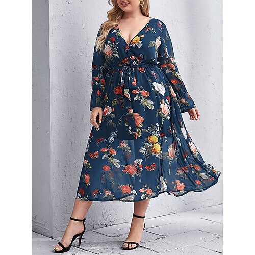 Dame Plusstørrelser Hverdagskjole Blomster kjole Blomstret Lang kjole Maxikjole Langærmet Trykt mønster V-hals Mode Daglig Navyblå Forår Sommer XXL 3XL 4XL
Dame Plusstørrelser Hverdagskjole Blomster kjole Blomstret Lang kjole Maxikjole Langærmet Trykt mønster V-hals Mode Daglig Navyblå Forår Sommer XXL 3XL 4XL