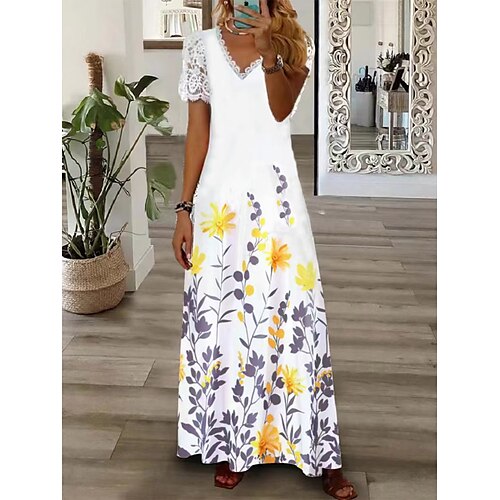 Dame Lang kjole Maxikjole Uformell kjole Kjole med A-linje Print kjole Blomstret Mote Fritid utendørs Daglig Helg Blonde Trykt mønster Kortermet V-hals Kjole Løstsittende Hvit Gul Blå Vår Sommer S M
Dame Lang kjole Maxikjole Uformell kjole Kjole med A-linje Print kjole Blomstret Mote Fritid utendørs Daglig Helg Blonde Trykt mønster Kortermet V-hals Kjole Løstsittende Hvit Gul Blå Vår Sommer S M