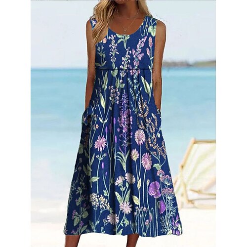 Per donna Vestito casual Abito senza maniche Abito estivo Floreale Increspato Stampa Girocollo Vestito longuette Di tendenza Moderno Esterno Giornaliero Senza maniche Standard Blu Primavera Estate S
Per donna Vestito casual Abito senza maniche Abito estivo Floreale Increspato Stampa Girocollo Vestito longuette Di tendenza Moderno Esterno Giornaliero Senza maniche Standard Blu Primavera Estate S