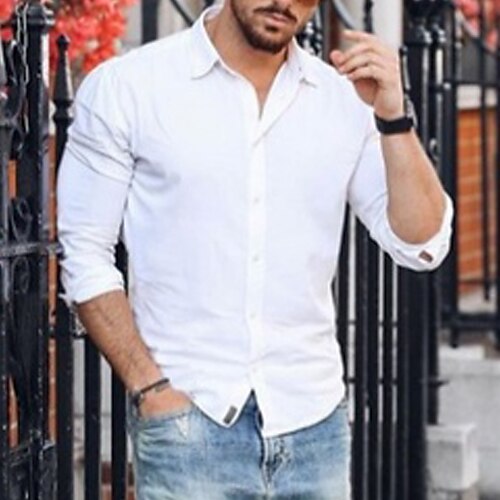 Herre Skjorte Button Up skjorte Casual skjorte Hvid Langærmet Vanlig Aftæpning Daglig Ferierejse Tøj Mode Klassisk Fritid
Herre Skjorte Button Up skjorte Casual skjorte Hvid Langærmet Vanlig Aftæpning Daglig Ferierejse Tøj Mode Klassisk Fritid