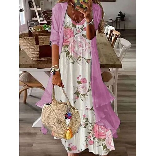 Dame Todelt kjolesett Uformell kjole Print kjole Feriereise Helg Årgang Elegant Netting Trykt mønster Maxikjole V-hals 3/4 ermer Blomstret Løstsittende Rosa Sommer Vår S M L XL XXL
Dame Todelt kjolesett Uformell kjole Print kjole Feriereise Helg Årgang Elegant Netting Trykt mønster Maxikjole V-hals 3/4 ermer Blomstret Løstsittende Rosa Sommer Vår S M L XL XXL