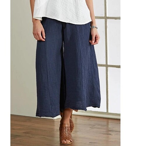 Dame Bred Bukseben Bukser Posete Bomull og lin Navyblå Mote Fritid / hverdag Bred Bukseben Ankel-lengde Komfort Helfarge S M L XL 2XL
Dame Bred Bukseben Bukser Posete Bomull og lin Navyblå Mote Fritid / hverdag Bred Bukseben Ankel-lengde Komfort Helfarge S M L XL 2XL