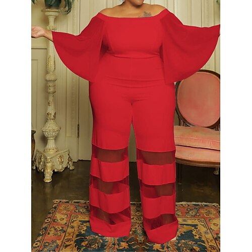 Damen Jumpsuit Gitter Patchwork Feste Farbe Schulterfrei Elegant Ausgefallene Party B¨¹ro Regular Fit 3/4 Ärmel Schwarz Rote Blau XL XXL 3XL 4XL Sommer
Damen Jumpsuit Gitter Patchwork Feste Farbe Schulterfrei Elegant Ausgefallene Party B¨¹ro Regular Fit 3/4 Ärmel Schwarz Rote Blau XL XXL 3XL 4XL Sommer