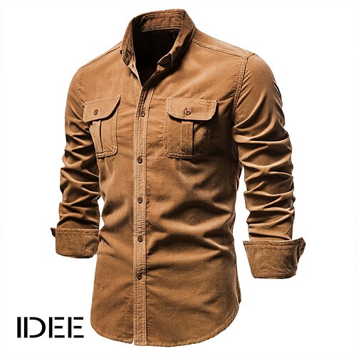 

Men's Button Up Shirt Overshirt Casual Shirt Red Navy Blue Blue Long Sleeve Solid Colored Turndown Summer Spring Outdoor Street Clothing Apparel Button-Down