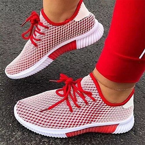 Dame Treningssko Store størrelser Sporty muldyr utendørs Daglig Flat hæl Rund Tå Sportslig Fritid minimalisme Netting Snøring Ensfarget Svart Rød
Dame Treningssko Store størrelser Sporty muldyr utendørs Daglig Flat hæl Rund Tå Sportslig Fritid minimalisme Netting Snøring Ensfarget Svart Rød