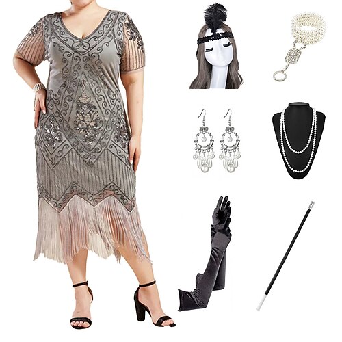 Gatsby le magnifique Les rugissantes années 20 1920s Robe de cocktail Robe vintage Robe à clapet Robe de cocktail Ensemble d'accessoires Femme Paillettes Franges Costume Vintage Cosplay Fête / Soirée
Gatsby le magnifique Les rugissantes années 20 1920s Robe de cocktail Robe vintage Robe à clapet Robe de cocktail Ensemble d'accessoires Femme Paillettes Franges Costume Vintage Cosplay Fête / Soirée