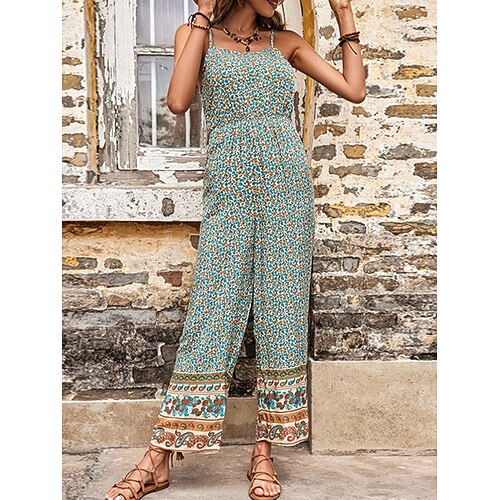 Women's Jumpsuit Backless Print Floral Crew Neck Boho Daily Vacation Regular Fit Sleeveless Green S M L Spring
Women's Jumpsuit Backless Print Floral Crew Neck Boho Daily Vacation Regular Fit Sleeveless Green S M L Spring