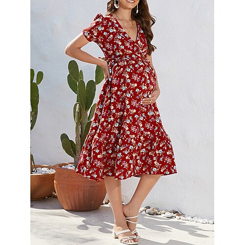 Dame Mammakjole Uformell kjole Swingkjole Floral kjole Blomstret Midikjole Kortermet Drapering V-hals Mote Daglig Svart Vin Lys Himmelblå Vår Sommer S M L XL
Dame Mammakjole Uformell kjole Swingkjole Floral kjole Blomstret Midikjole Kortermet Drapering V-hals Mote Daglig Svart Vin Lys Himmelblå Vår Sommer S M L XL