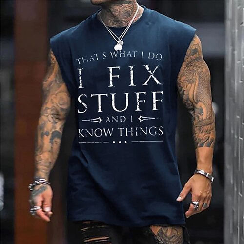 Herre Vest topp Ermeløs T-skjorte for menn Grafisk slagord Crew-hals Klær 3D-utskrift Daglig Sport Ermeløs Trykt mønster Mote Designer Muskel
Herre Vest topp Ermeløs T-skjorte for menn Grafisk slagord Crew-hals Klær 3D-utskrift Daglig Sport Ermeløs Trykt mønster Mote Designer Muskel