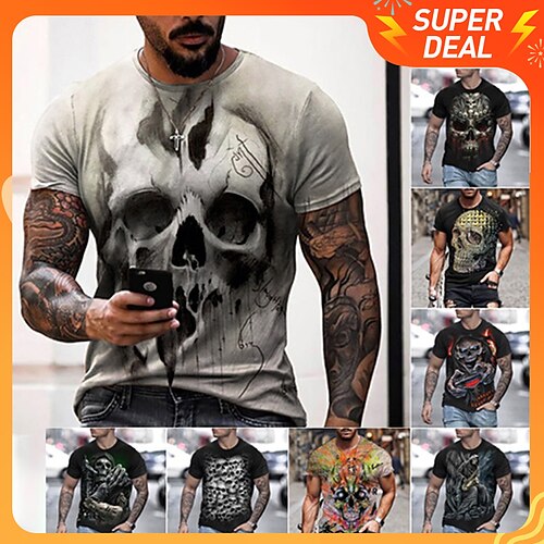 Men's Shirt T shirt Tee Tee Skull Graphic Prints Round Neck Black Gold Black and Blue Black and Yellow Black / Red Black / White 3D Print Street Daily Short Sleeve Print Clothing Apparel Vintage
Men's Shirt T shirt Tee Tee Skull Graphic Prints Round Neck Black Gold Black and Blue Black and Yellow Black / Red Black / White 3D Print Street Daily Short Sleeve Print Clothing Apparel Vintage