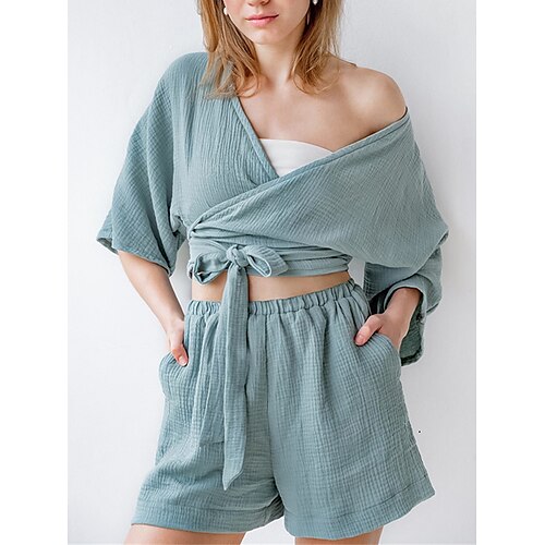 Dame Loungewear Sæt Ren farve Basale Enkel Afslappet Hjem Gade Daglig Bomuld Åndbart V-strop Kortærmet Skjorte Shorts Elastisk Talje Forår Sommer Hvid Blå
Dame Loungewear Sæt Ren farve Basale Enkel Afslappet Hjem Gade Daglig Bomuld Åndbart V-strop Kortærmet Skjorte Shorts Elastisk Talje Forår Sommer Hvid Blå