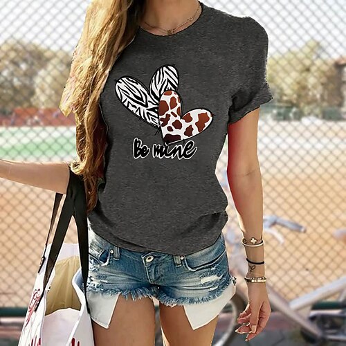 Dame T-shirt Sort Hvid Lyserød Grafisk Hjerte Trykt mønster Kortærmet Daglig Ferie Basale Rund hals Normal 100 % bomuld Maleri S
Dame T-shirt Sort Hvid Lyserød Grafisk Hjerte Trykt mønster Kortærmet Daglig Ferie Basale Rund hals Normal 100 % bomuld Maleri S