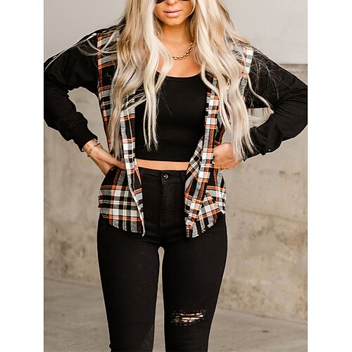 Per donna Giacca con cappuccio Esterno Stampa A quadri Antivento Streetwear Standard Capispalla Manica lunga Autunno Nero S
Per donna Giacca con cappuccio Esterno Stampa A quadri Antivento Streetwear Standard Capispalla Manica lunga Autunno Nero S