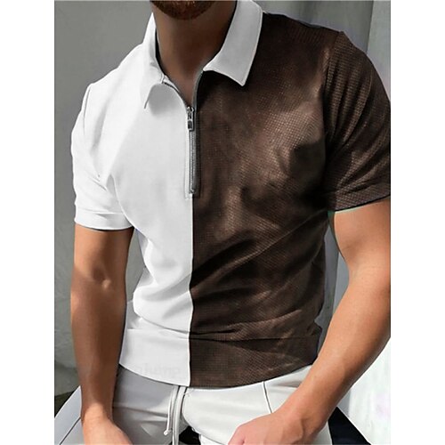 Herre POLO T-skjorte Golf skjorte Zip Polo Fargeblokk Grafiske trykk Aftæpning Navyblå Lilla Brun Grønn utendørs Gate Kort Erme Glidelås Trykt mønster Klær Mote Designer Fritid Pustende
Herre POLO T-skjorte Golf skjorte Zip Polo Fargeblokk Grafiske trykk Aftæpning Navyblå Lilla Brun Grønn utendørs Gate Kort Erme Glidelås Trykt mønster Klær Mote Designer Fritid Pustende