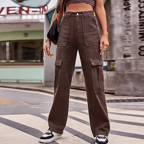 Dame Jeans Cargo-bukser Bukser Ret Denimstof Sort Blå Kaffe Mode Afslappet / Hverdag Fuld længde Komfort Helfarve S M L XL 2XL
Dame Jeans Cargo-bukser Bukser Ret Denimstof Sort Blå Kaffe Mode Afslappet / Hverdag Fuld længde Komfort Helfarve S M L XL 2XL