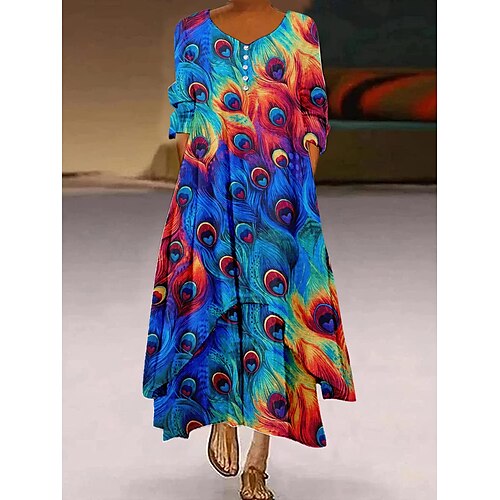 abito lungo da donna in piume di pavone abito maxi abito casual abito altalena stampa abito moda moderno quotidiano vacanze weekend pulsante a strati maniche a 3/4 girocollo abito vestibilità ampia blu autunno primavera
abito lungo da donna in piume di pavone abito maxi abito casual abito altalena stampa abito moda moderno quotidiano vacanze weekend pulsante a strati maniche a 3/4 girocollo abito vestibilità ampia blu autunno primavera