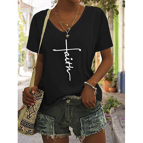 Dame T-shirt Sort Hvid Blå Bogstaver påske Kortærmet Daglig Sport Basale V-hals Normal S
Dame T-shirt Sort Hvid Blå Bogstaver påske Kortærmet Daglig Sport Basale V-hals Normal S