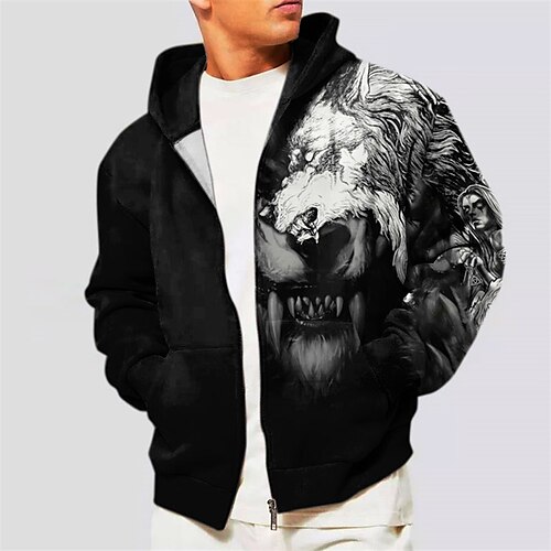 Hombre Sudadera con capucha y cremallera completa Chaqueta Negro Con Capucha Animal Lobo Estampados Cremallera Estampado Deporte Diario Deportes Impresión 3D Ropa de calle Design Casual Primavera
Hombre Sudadera con capucha y cremallera completa Chaqueta Negro Con Capucha Animal Lobo Estampados Cremallera Estampado Deporte Diario Deportes Impresión 3D Ropa de calle Design Casual Primavera
