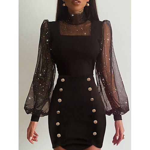 Dame Festkjole Bodycon Kappe Kjole Mini kjole Sort Langærmet Ren farve Net Sommer Forår Efterår Høj krave Fest Ferierejse Forårs kjole Tynd 2023 S M L XL
Dame Festkjole Bodycon Kappe Kjole Mini kjole Sort Langærmet Ren farve Net Sommer Forår Efterår Høj krave Fest Ferierejse Forårs kjole Tynd 2023 S M L XL