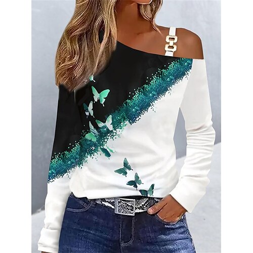 Damen Hemd Bluse Schwarz Weiß Farbblock Schmetterling Bedruckt Langarm Casual Täglich Basic Ein-Schulter Standard Schmetterling S
Damen Hemd Bluse Schwarz Weiß Farbblock Schmetterling Bedruckt Langarm Casual Täglich Basic Ein-Schulter Standard Schmetterling S