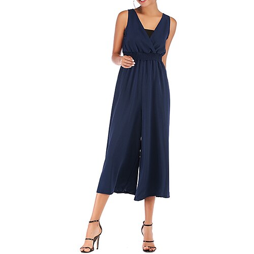 Women's Jumpsuit Backless Solid Color V Neck Streetwear Holiday Vacation Regular Fit Sleeveless Wine Royal Blue M L XL Spring
Women's Jumpsuit Backless Solid Color V Neck Streetwear Holiday Vacation Regular Fit Sleeveless Wine Royal Blue M L XL Spring