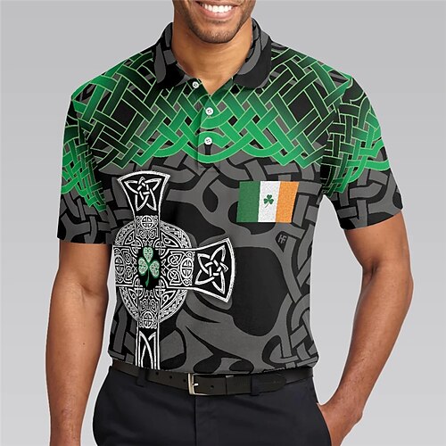 Herre POLO T-skjorte Golf skjorte Saint Patricks dag Kors St. Patrick's dag Clover Aftæpning Grå utendørs Gate Kort Erme Knapp ned Trykt mønster Klær Mote Designer Fritid Myk
Herre POLO T-skjorte Golf skjorte Saint Patricks dag Kors St. Patrick's dag Clover Aftæpning Grå utendørs Gate Kort Erme Knapp ned Trykt mønster Klær Mote Designer Fritid Myk