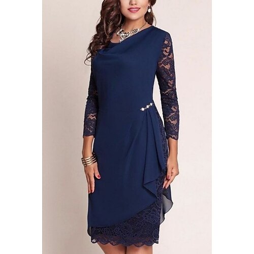 Tube / kolonne Kjole til brudens mor Bryllupsgæst Årgang Elegant Scoop hals Knælang Chiffon Blondelukning 3/4-ærmer med Krystaldetaljering Ruche 2023
Tube / kolonne Kjole til brudens mor Bryllupsgæst Årgang Elegant Scoop hals Knælang Chiffon Blondelukning 3/4-ærmer med Krystaldetaljering Ruche 2023