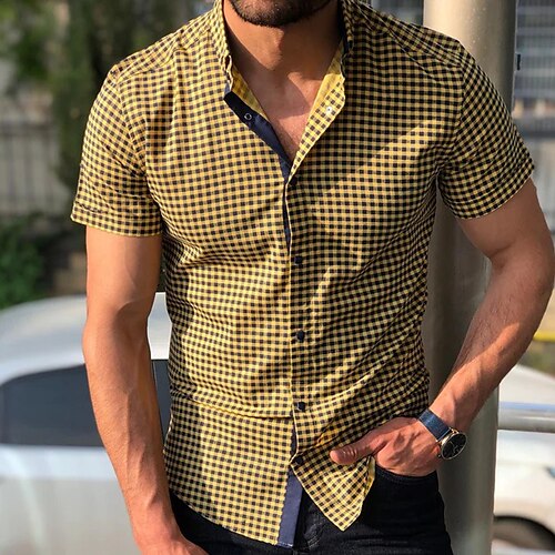 Herre Skjorte Button Up skjorte Casual skjorte Gul Kortærmet Plæd / Tern Aftæpning Gade Daglig Tøj Mode Afslappet Bekvem
Herre Skjorte Button Up skjorte Casual skjorte Gul Kortærmet Plæd / Tern Aftæpning Gade Daglig Tøj Mode Afslappet Bekvem