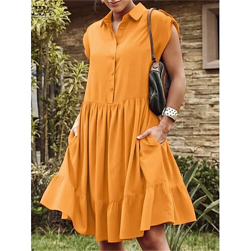 Dame Skjortekjole Hverdagskjole Mini kjole udendørs Daglig Ferierejse Polyester Mode Afslappet Krave Krøllede Folder Knap Kortærmet Sommer Forår Efterår 2023 Løstsiddende Sort Gul Orange Ren farve S
Dame Skjortekjole Hverdagskjole Mini kjole udendørs Daglig Ferierejse Polyester Mode Afslappet Krave Krøllede Folder Knap Kortærmet Sommer Forår Efterår 2023 Løstsiddende Sort Gul Orange Ren farve S