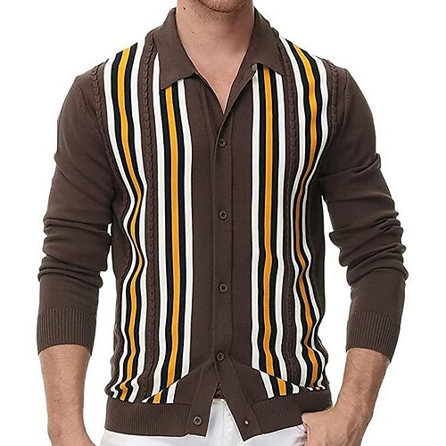 Herre Bluse Cardigan Sweater Sweater jakke Rillet Strikke Beskåret Knap Strikket Stribet Aftæpning Gade Stilfuld udendørs Daglig Tøj Forår & Vinter Brun M L XL
Herre Bluse Cardigan Sweater Sweater jakke Rillet Strikke Beskåret Knap Strikket Stribet Aftæpning Gade Stilfuld udendørs Daglig Tøj Forår & Vinter Brun M L XL