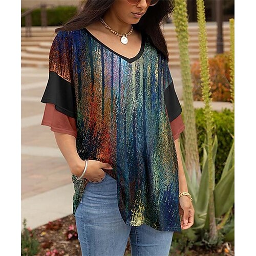 Mulheres Camiseta Preto Vinho Roxo Gráfico Flor Patchwork Imprimir Meia-Manga Casual Diário Estilo Praia Decote V Padrão Tema Flores Tamanho Grande S
Mulheres Camiseta Preto Vinho Roxo Gráfico Flor Patchwork Imprimir Meia-Manga Casual Diário Estilo Praia Decote V Padrão Tema Flores Tamanho Grande S