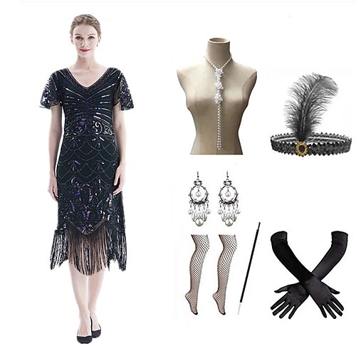 Den store Gatsby dusk De livlige 20-årene Den store Gatsby Flapper kjole Party-kostyme Maskerade Dame Paljetter Dusk Kostume Årgang Cosplay Halloween Fest & Aften Kortermet Kort Lengde Kjole Halloween
Den store Gatsby dusk De livlige 20-årene Den store Gatsby Flapper kjole Party-kostyme Maskerade Dame Paljetter Dusk Kostume Årgang Cosplay Halloween Fest & Aften Kortermet Kort Lengde Kjole Halloween