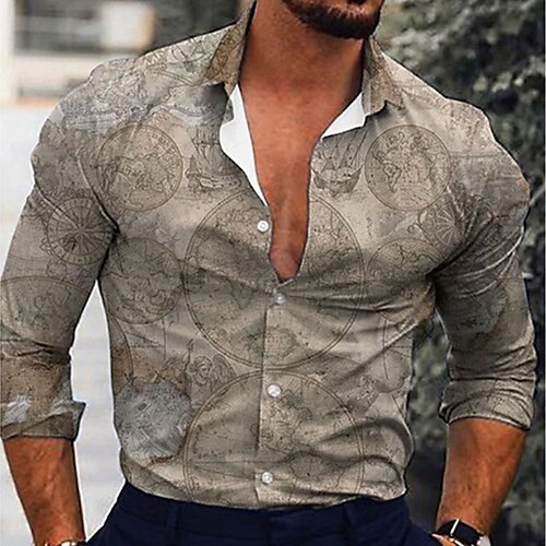 Homens Camisa Social Mapa Estampas Abstratas Aberto para a Lateral Cáqui Ao ar livre Rua Manga Longa Botão para baixo Imprimir Roupa Esportes Moda Roupa de rua Designer
Homens Camisa Social Mapa Estampas Abstratas Aberto para a Lateral Cáqui Ao ar livre Rua Manga Longa Botão para baixo Imprimir Roupa Esportes Moda Roupa de rua Designer