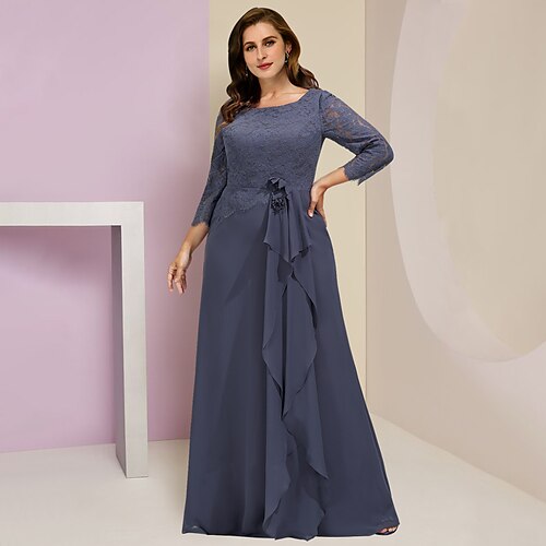Curva taglie forti Abito da cerimonia per signora Invitati del matrimonio Festa Elegante Girocollo Lungo Chiffon Di pizzo Manica a 3/4 con Con balze Con applique 2023
Curva taglie forti Abito da cerimonia per signora Invitati del matrimonio Festa Elegante Girocollo Lungo Chiffon Di pizzo Manica a 3/4 con Con balze Con applique 2023