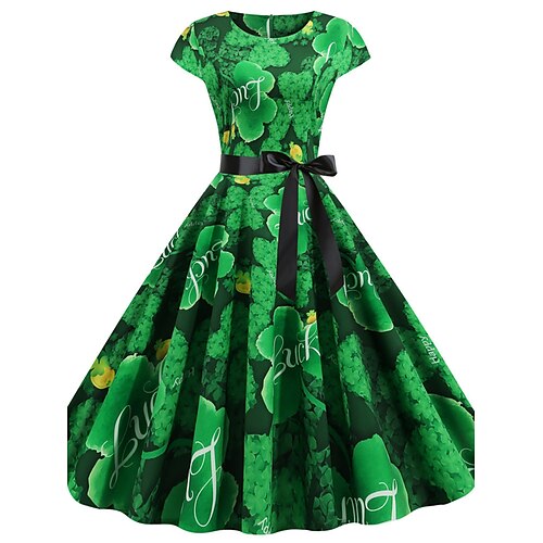 Dame Elegant Retrorød Vintage kjole Midikjole udendørs Ferie Sløjfer Trykt mønster Shamrock Rund hals Kortærmet Regulær Sommer Forår 2023 Skovgrøn Lysegrøn S M L XL
Dame Elegant Retrorød Vintage kjole Midikjole udendørs Ferie Sløjfer Trykt mønster Shamrock Rund hals Kortærmet Regulær Sommer Forår 2023 Skovgrøn Lysegrøn S M L XL