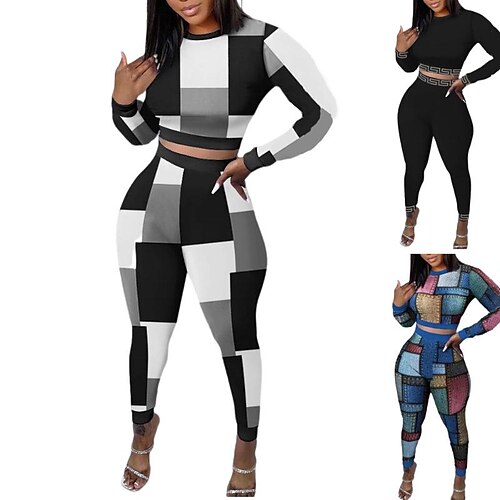 Women's Crop Top Pants Sets Pants Trousers Basic Black White Casual Daily Geometric Print Crew Neck S M L XL XXL
Women's Crop Top Pants Sets Pants Trousers Basic Black White Casual Daily Geometric Print Crew Neck S M L XL XXL