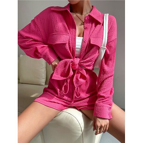Dame Loungewear Sæt Ren farve Afslappet Komfort Blødt Gade Daglig Ferierejse Polyester Åndbart Knaphul Langærmet Skjorte Shorts Lomme Elastisk Talje Efterår Forår Rosenrød
Dame Loungewear Sæt Ren farve Afslappet Komfort Blødt Gade Daglig Ferierejse Polyester Åndbart Knaphul Langærmet Skjorte Shorts Lomme Elastisk Talje Efterår Forår Rosenrød