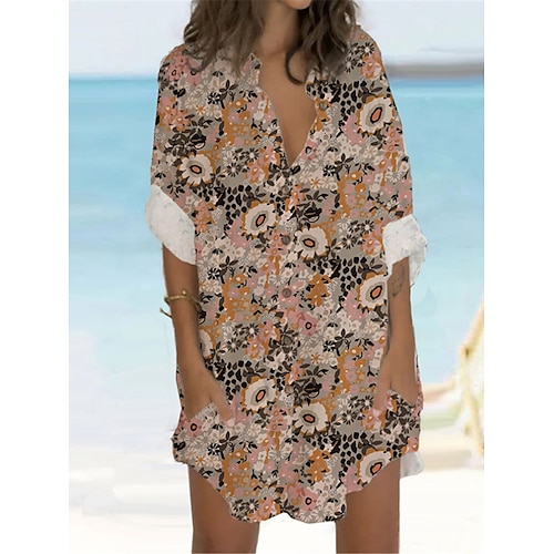 Per donna Abito chemisier Abito casual Vestito a trapezio Mini abito Esterno Giornaliero Da mare Poliestere Di tendenza Informale Colletto alla coreana Pulsante Tasche Manica lunga Estate Primavera
Per donna Abito chemisier Abito casual Vestito a trapezio Mini abito Esterno Giornaliero Da mare Poliestere Di tendenza Informale Colletto alla coreana Pulsante Tasche Manica lunga Estate Primavera