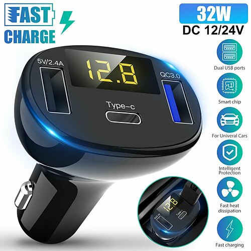 32w bil hurtiglading dobbel usb pd type-c billader hurtigladeadapter digital billader 5v/2.4a med led display dobbel usb telefon rask
32w bil hurtiglading dobbel usb pd type-c billader hurtigladeadapter digital billader 5v/2.4a med led display dobbel usb telefon rask