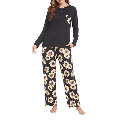 Dame Pyjamas Pyjamas top og bukser Sæt Blomst Enkel Afslappet Blødt Hjem Daglig Seng Polyester Åndbart Rund hals Langærmet T-shirt Bukse Elastisk Talje Efterår Forår Sort Lysegrå
Dame Pyjamas Pyjamas top og bukser Sæt Blomst Enkel Afslappet Blødt Hjem Daglig Seng Polyester Åndbart Rund hals Langærmet T-shirt Bukse Elastisk Talje Efterår Forår Sort Lysegrå