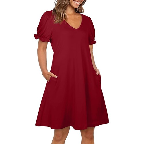 Dame Uformell kjole Sommerkjole Vanlig kjole عادي Drapering V-hals Mini kjole Aktiv Mote utendørs Daglig Kortermet Normal Svart Vin Blå Vår Sommer S M L XL XXL
Dame Uformell kjole Sommerkjole Vanlig kjole عادي Drapering V-hals Mini kjole Aktiv Mote utendørs Daglig Kortermet Normal Svart Vin Blå Vår Sommer S M L XL XXL