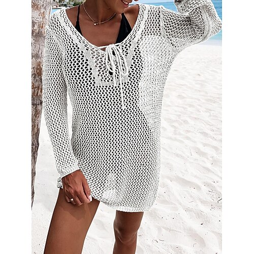 Mujer Vestido de suéter Puente Croché Tejer Acordonado Agujero Color sólido Cuello Barco Básico Elegante Festivos Cita Primavera Verano Negro Blanco S M L
Mujer Vestido de suéter Puente Croché Tejer Acordonado Agujero Color sólido Cuello Barco Básico Elegante Festivos Cita Primavera Verano Negro Blanco S M L