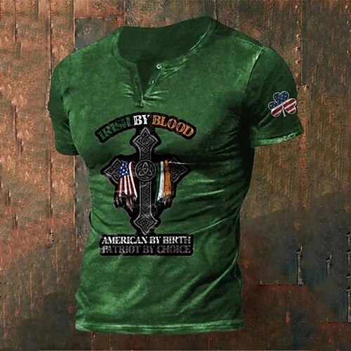 Herre Henly-skjorte T-skjorter Grafisk Kors Henley Klær 3D-utskrift Daglig St. Patricks Day Kortermet Knapp ned Trykt mønster Mote Designer Bekvem
Herre Henly-skjorte T-skjorter Grafisk Kors Henley Klær 3D-utskrift Daglig St. Patricks Day Kortermet Knapp ned Trykt mønster Mote Designer Bekvem