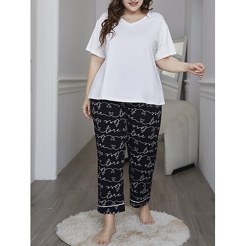 Dame Plusstørrelser Loungewear Sæt Bogstaver Ren farve Enkel Afslappet Komfort Gade Daglig Ferierejse Polyester Åndbart V-strop Kortærmet Bukse Elastisk Talje Forår Sommer Hvid
Dame Plusstørrelser Loungewear Sæt Bogstaver Ren farve Enkel Afslappet Komfort Gade Daglig Ferierejse Polyester Åndbart V-strop Kortærmet Bukse Elastisk Talje Forår Sommer Hvid