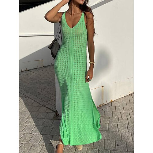 Mulheres Vestido de moletom Saltador Estriado Tricotar Fenda Sem costas Côr Sólida Decote V Básico à moda Diário Feriado Primavera Verão Verde S M L
Mulheres Vestido de moletom Saltador Estriado Tricotar Fenda Sem costas Côr Sólida Decote V Básico à moda Diário Feriado Primavera Verão Verde S M L