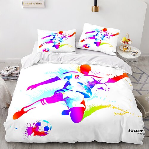 Juego de ropa de cama con funda de edredón de fútbol deportivo en 3D, funda de edredón con 1 funda de edredón o cobertor, 1 sábana, 2 fundas de almohada para cama doble/reina/rey (1 funda de almohada
Juego de ropa de cama con funda de edredón de fútbol deportivo en 3D, funda de edredón con 1 funda de edredón o cobertor, 1 sábana, 2 fundas de almohada para cama doble/reina/rey (1 funda de almohada
